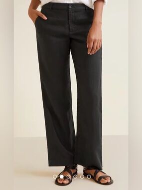 Garnet Hill Classic Linen Trousers, Black, Size 8